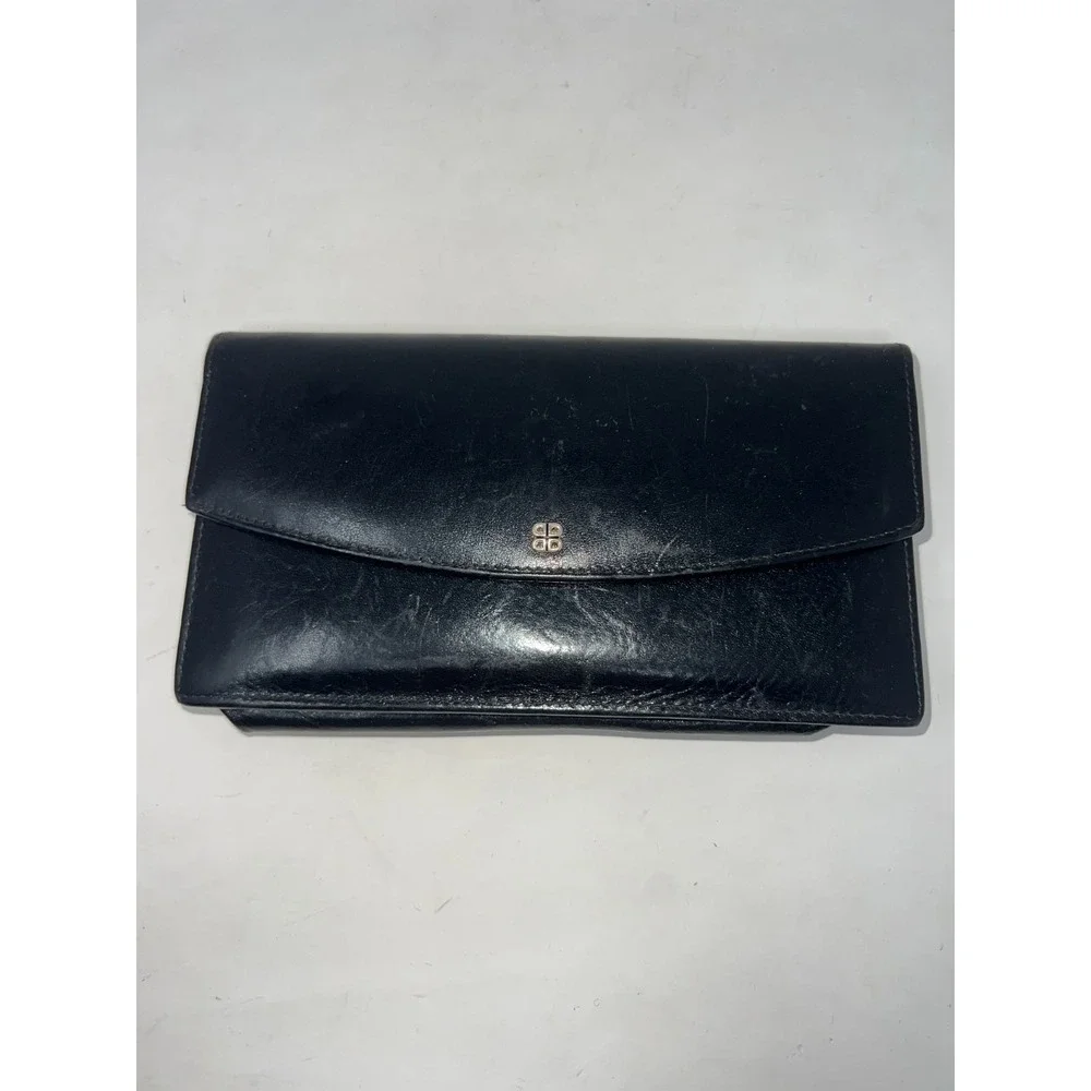 Fossil Black Pebbled Leather Wristlet Zip Pouch Clutch Bag